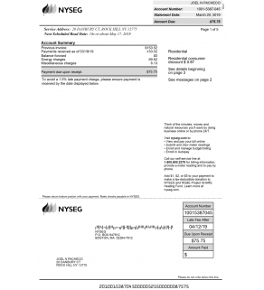 Utility Bill, NYSEG